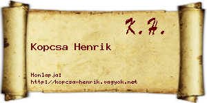 Kopcsa Henrik névjegykártya